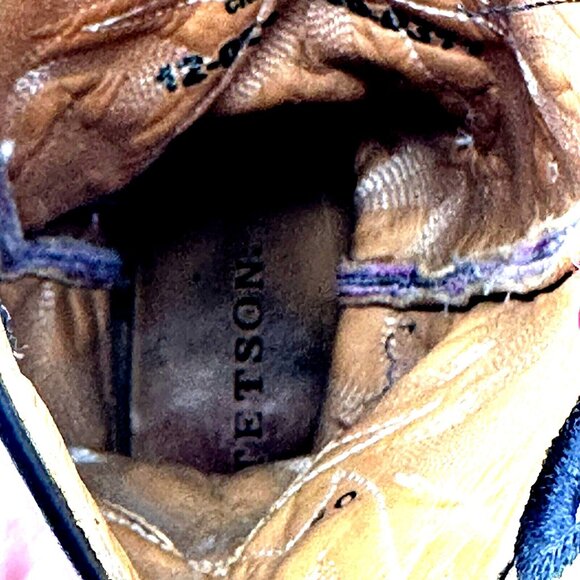 Vintage Stetson Cowboy Boots Western Ranch Leather Pink Gray Womens Size 5.5 - Picture 13 of 14